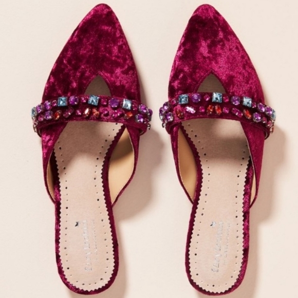 Farylrobin Tarray Embellished Velvet flats - ruby
